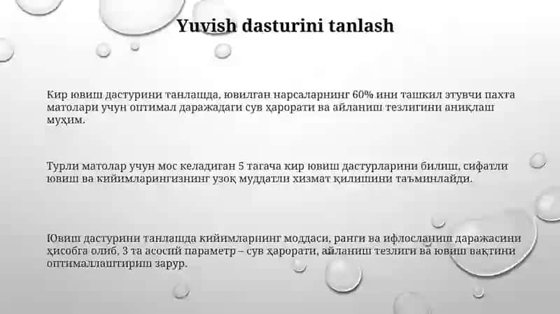 Shoʻr Yuvish Rejasini Aniqlash 3