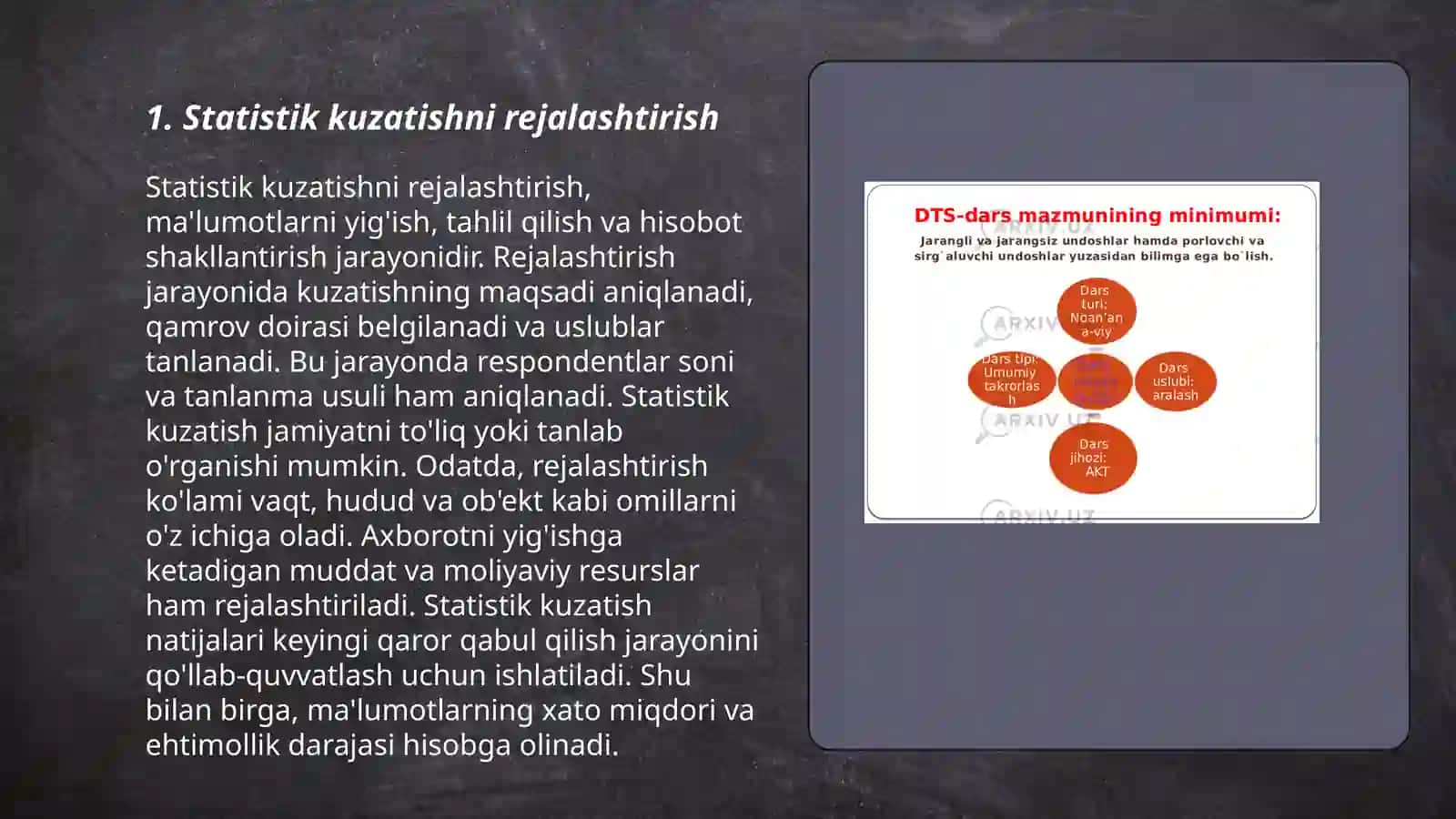 Statistik kuzatishni tashkil etish xususiyatlari 3