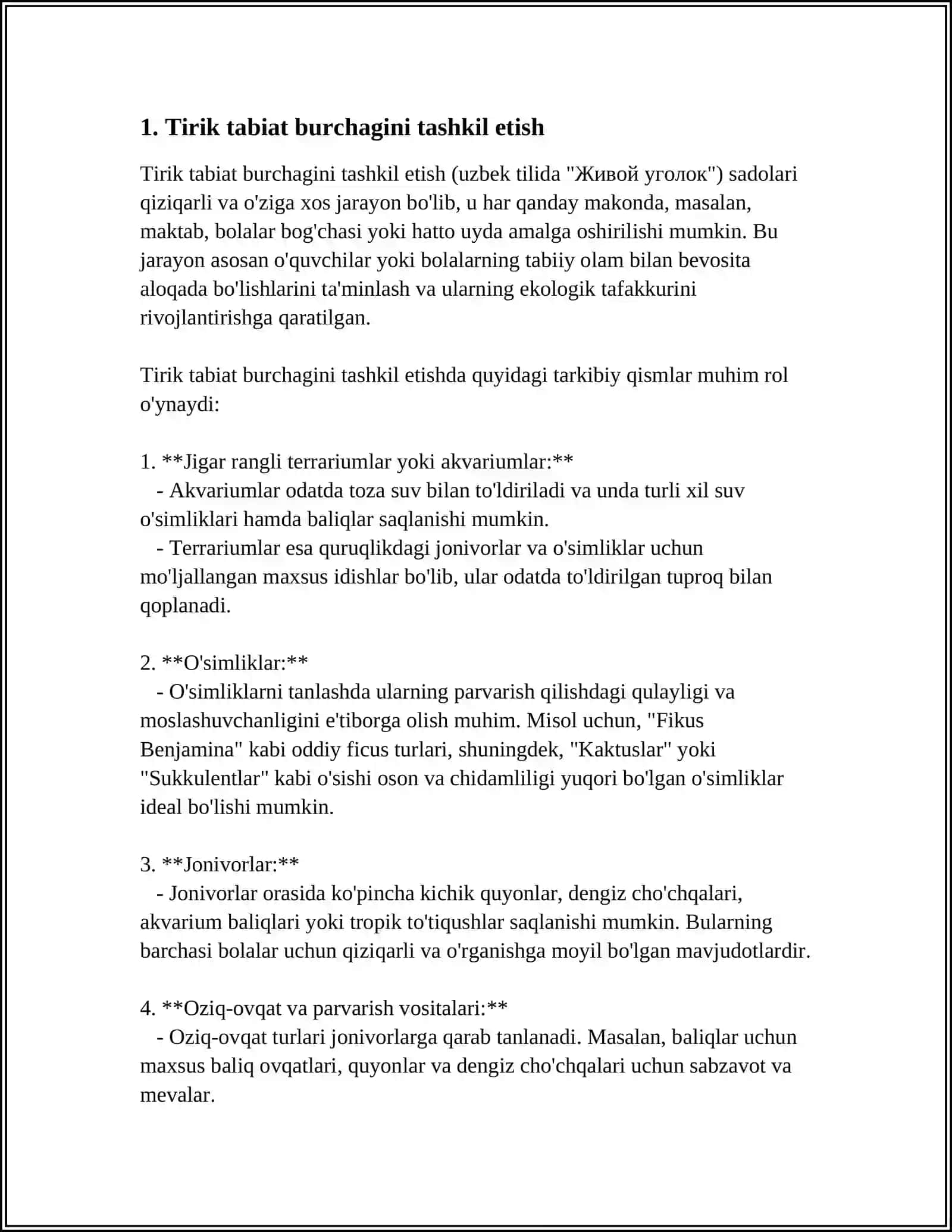 MAKTABDA TIRIK TABIAT BURCHAGINI TASHKIL ETISH VA UNDA OLIB BORILADIGAN OʻQUV ISHLARI 3