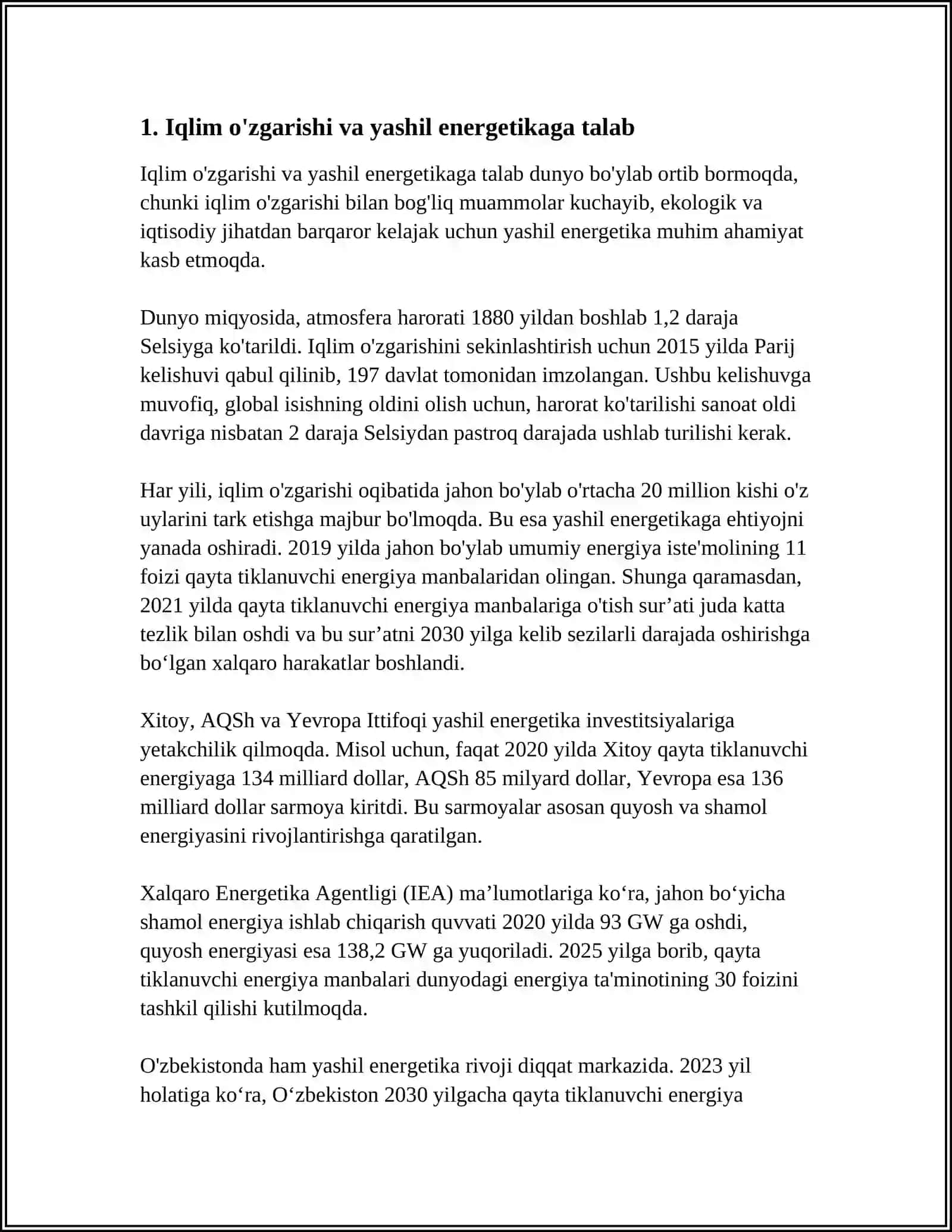 Yashil energetikaning rivojlanishiga ta'sir qiluvchi omillar 3