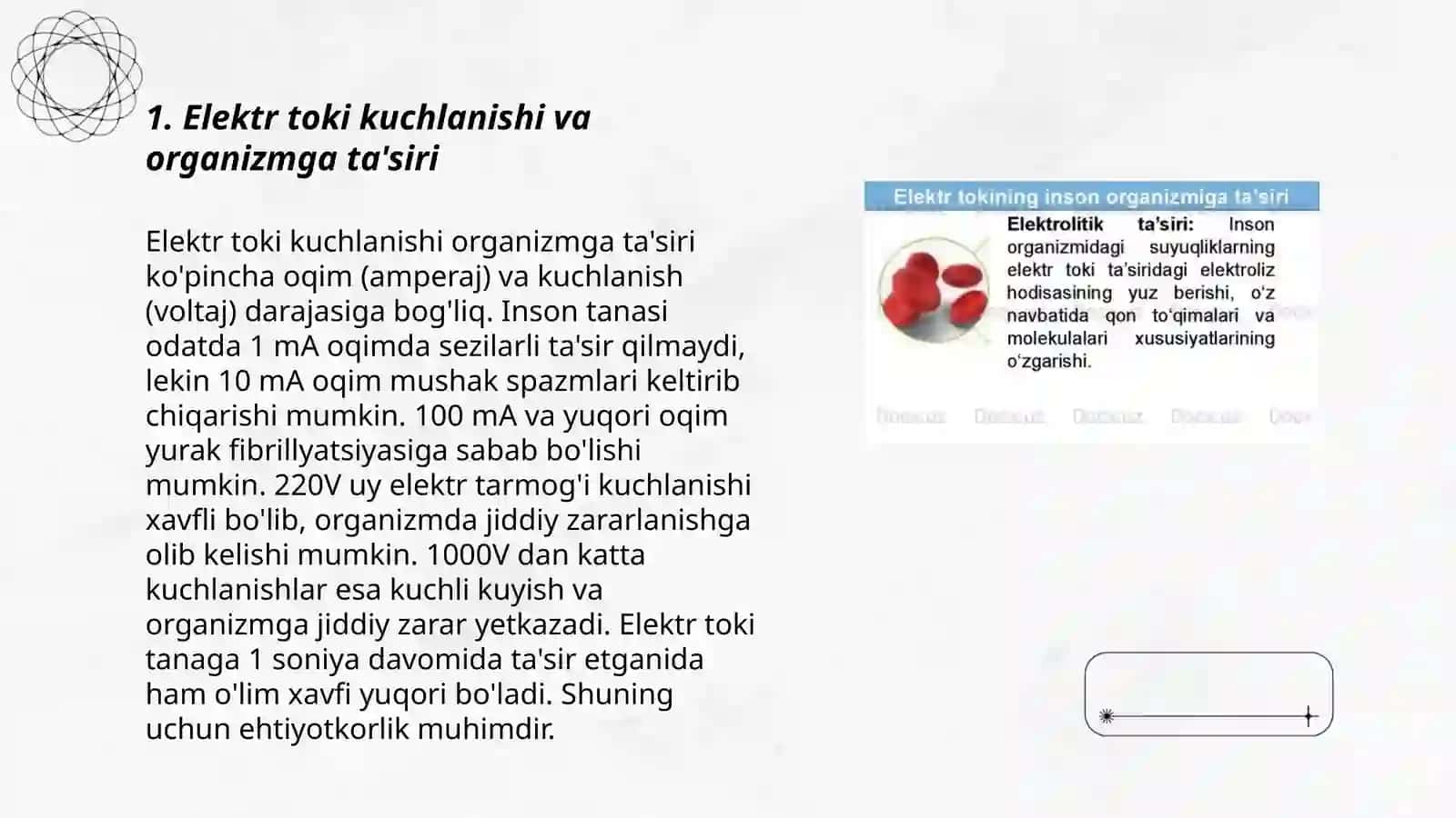 Elektr tokini organizmga ta'siri 3