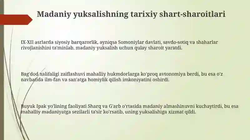 IX-XII asrlardagi madaniy yuksalish 3