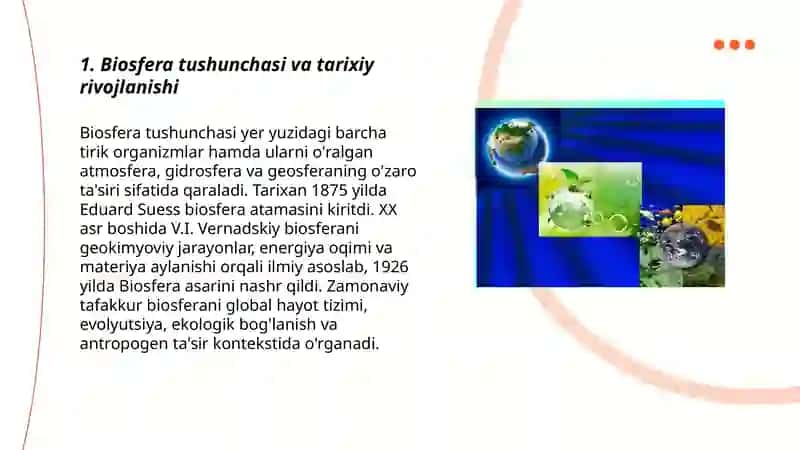Biosferaning global hayot tizimi sifatida zamonaviy tushunchalar. 3