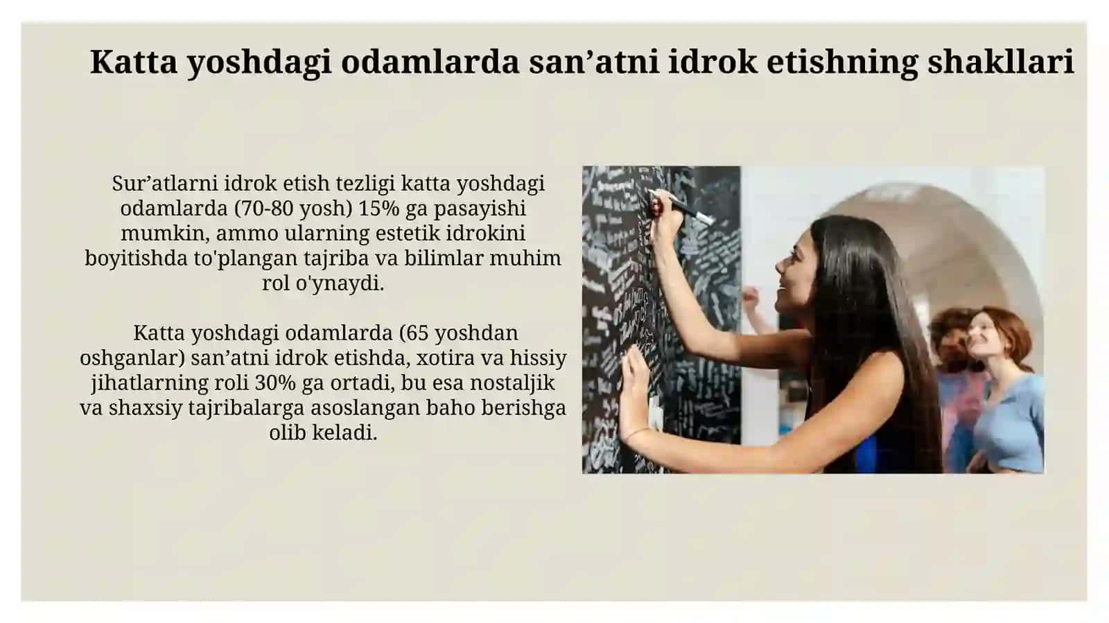 Turli yosh guruhlarida san'atni idrok etishni tashkil qilish shakllari 3