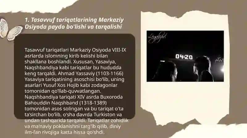 Tasavvuf tariqati.Islomning markaziy osiyo mintaqasidagi o'rni va ahamiyati:tarix va hozirgi zamon 3