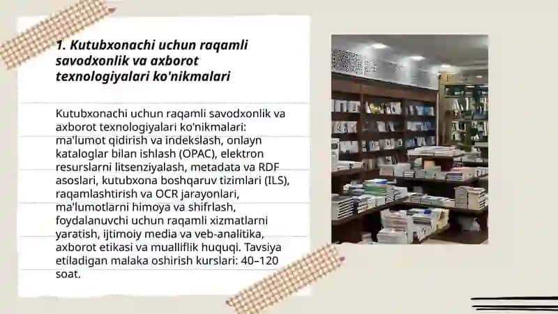 Kutubxonachi uchun raqamli savodxonlik va axborot texnologiyalari ko'nikmalari 3