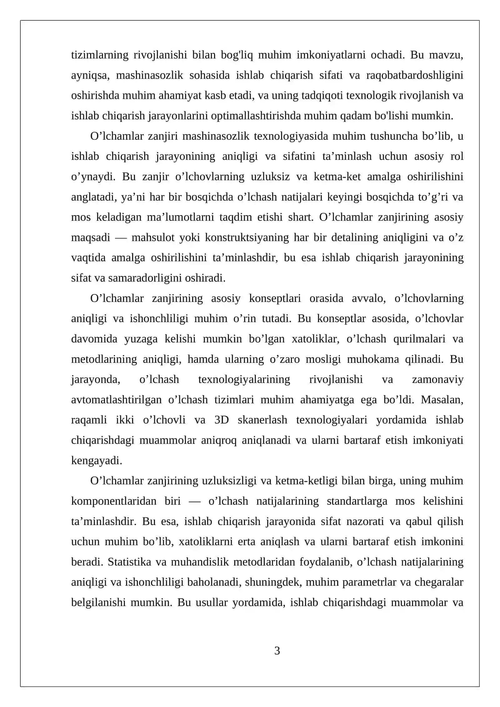O'lchamlar zanjiri va yig'ilish jarayonlarini boshqarish 3