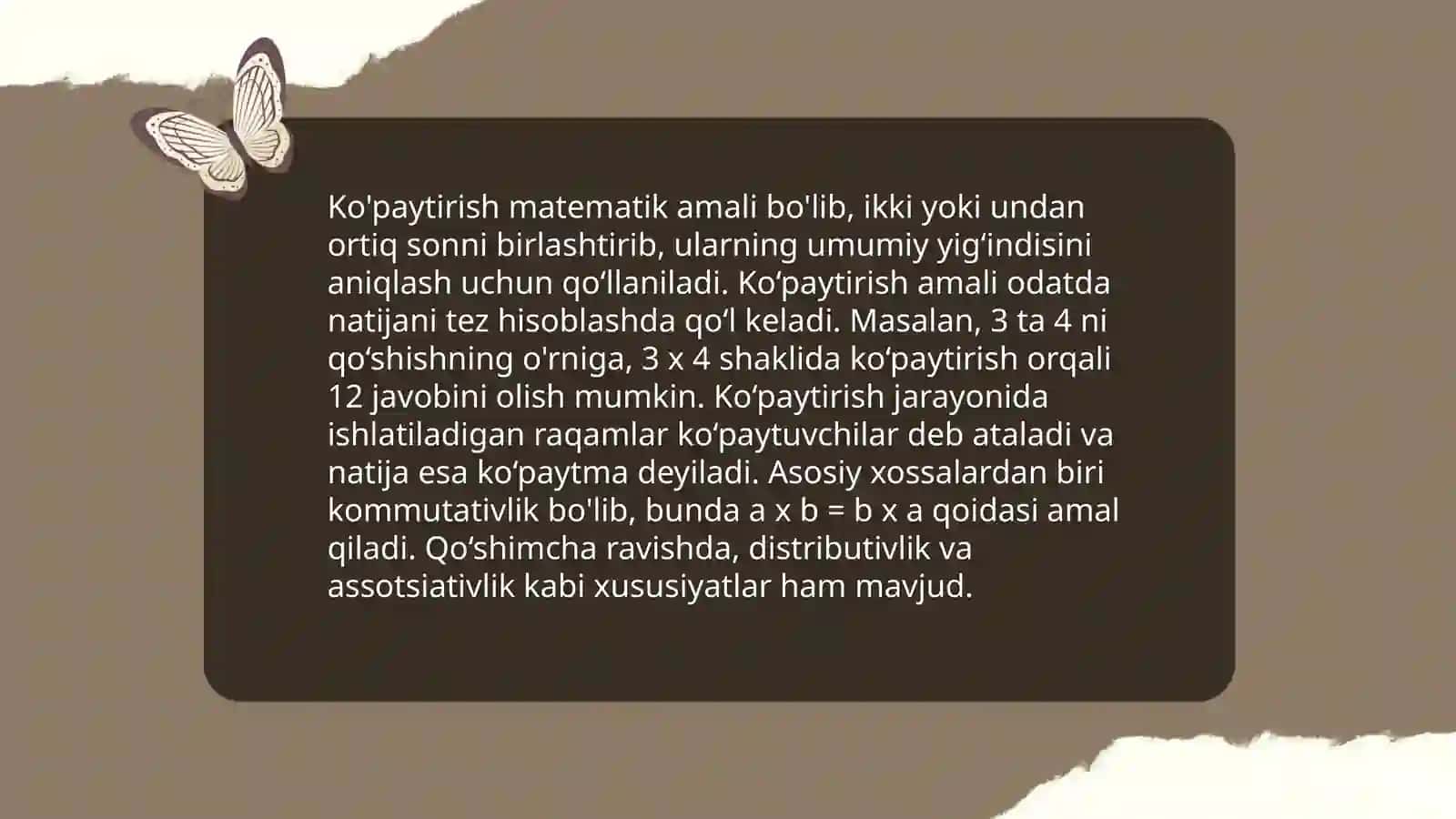 Ko'paytirish qonunlari 3