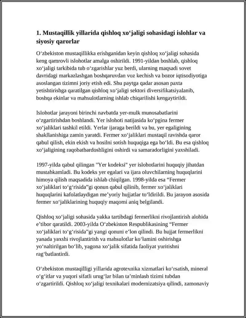 MUSTAQIL YILLARDA QISHLOQ XOJALIGI SANOAT SOHASIDAGI OZGARISHLAR 3