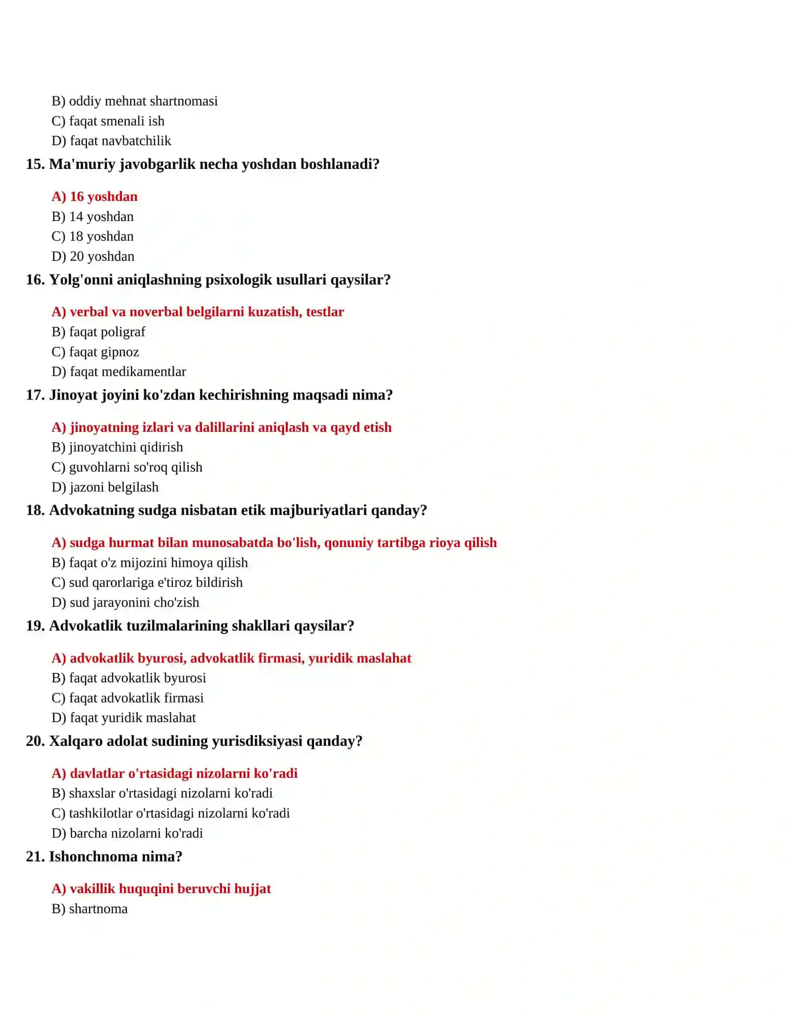 HUQUQSHUNOSLIK FANIDAN TESTLAR (1000 ta) 3