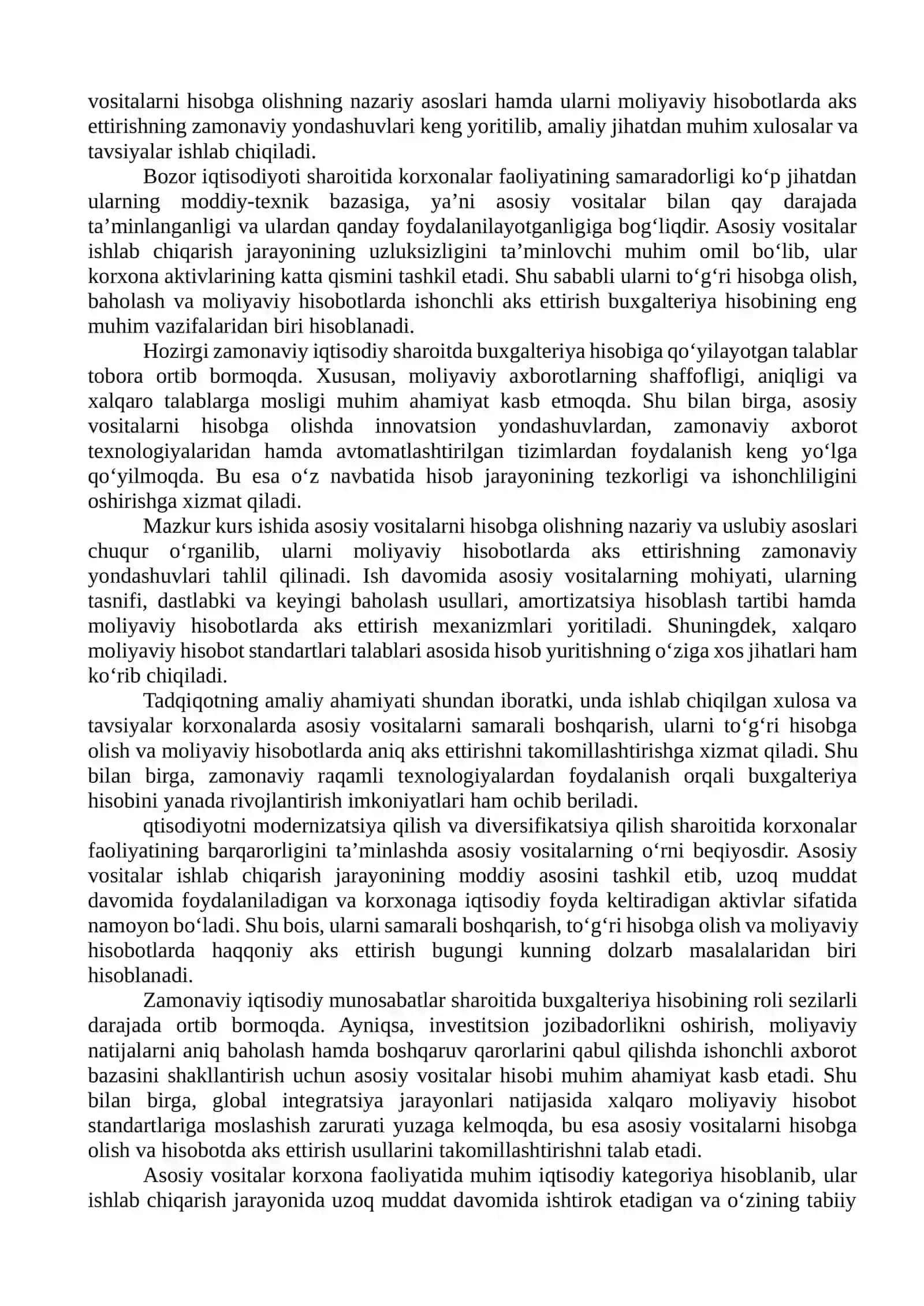 ASOSIY VOSITALARNI HISOBGA OLISH VA MOLIYAVIY HISOBOTI AKS ETTIRISHNING ZAMONAVIY YONDASHUVLARI 3