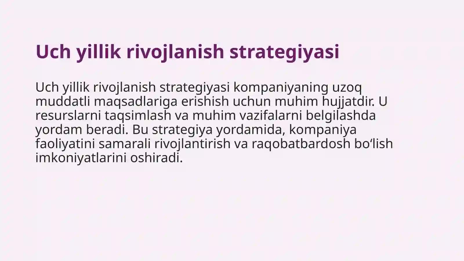 Uch yillik rivojlanish strategiyasi 3