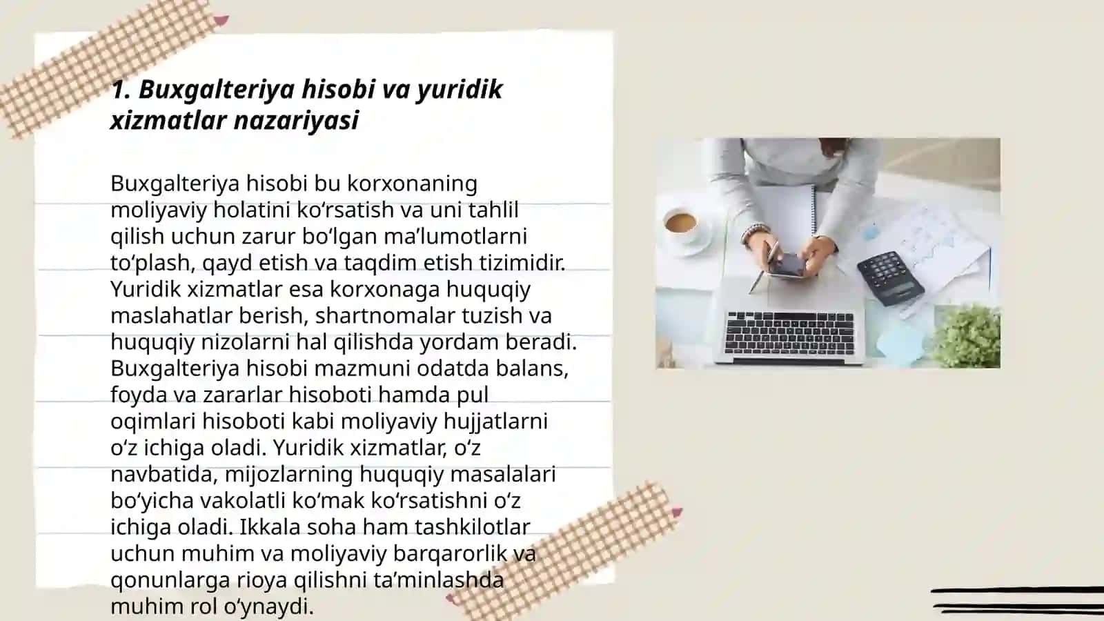 Buxgalteriya hisobi va yuridik xizmatlar nazariyasi 3