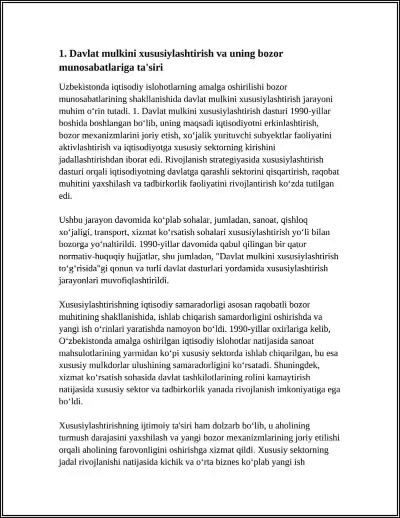 O'ZBEKISTONDA IQTISODIY ISLOHOTLARNING AMALGA OSHIRILISHI BOZOR MUNOSABATLARNING SHAKLLANISHI 3
