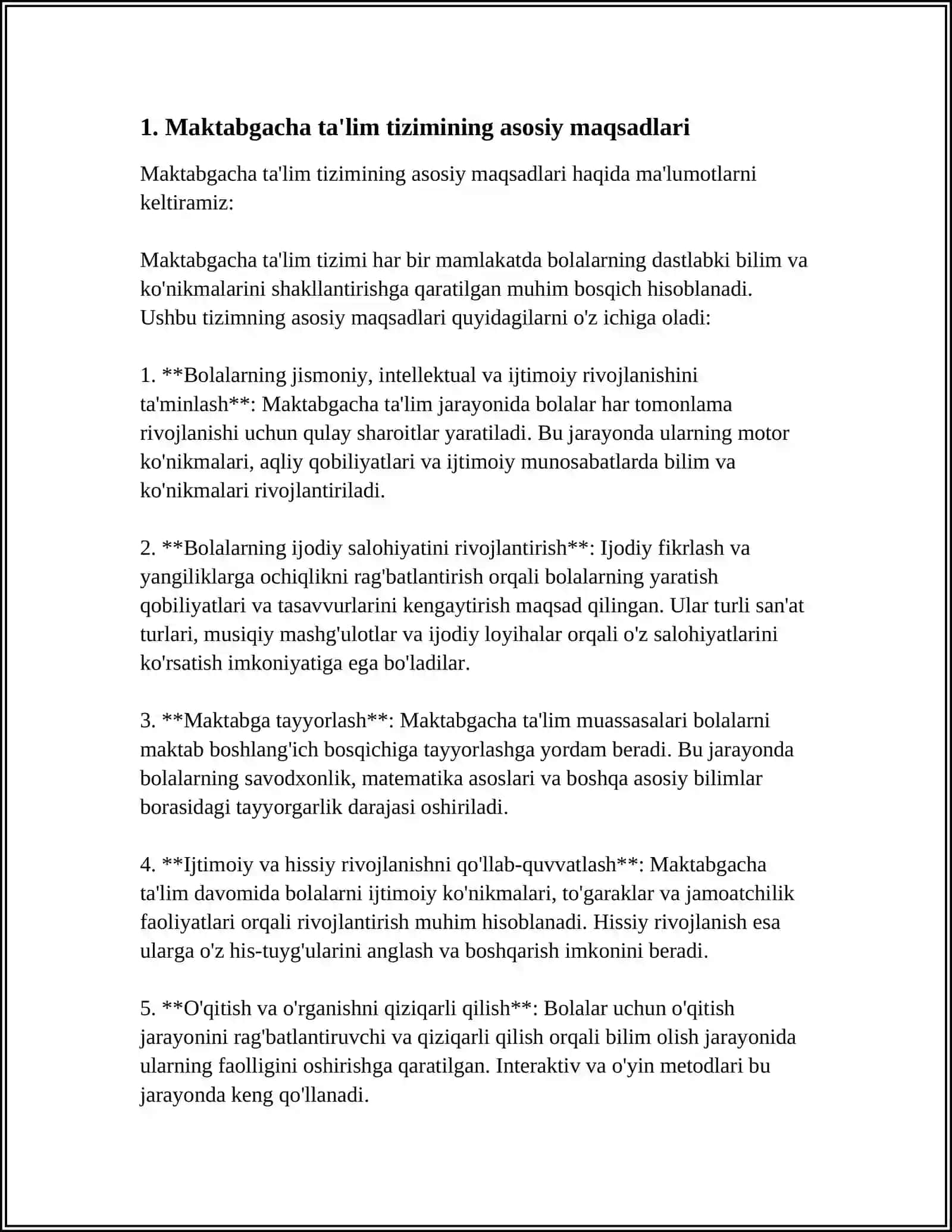 MAKTABGACHA TAʼLIM VA TARBIYANING DAVLAT STANDARTLARI MAZMUN VA ASOSIY VAZIFALARI 3
