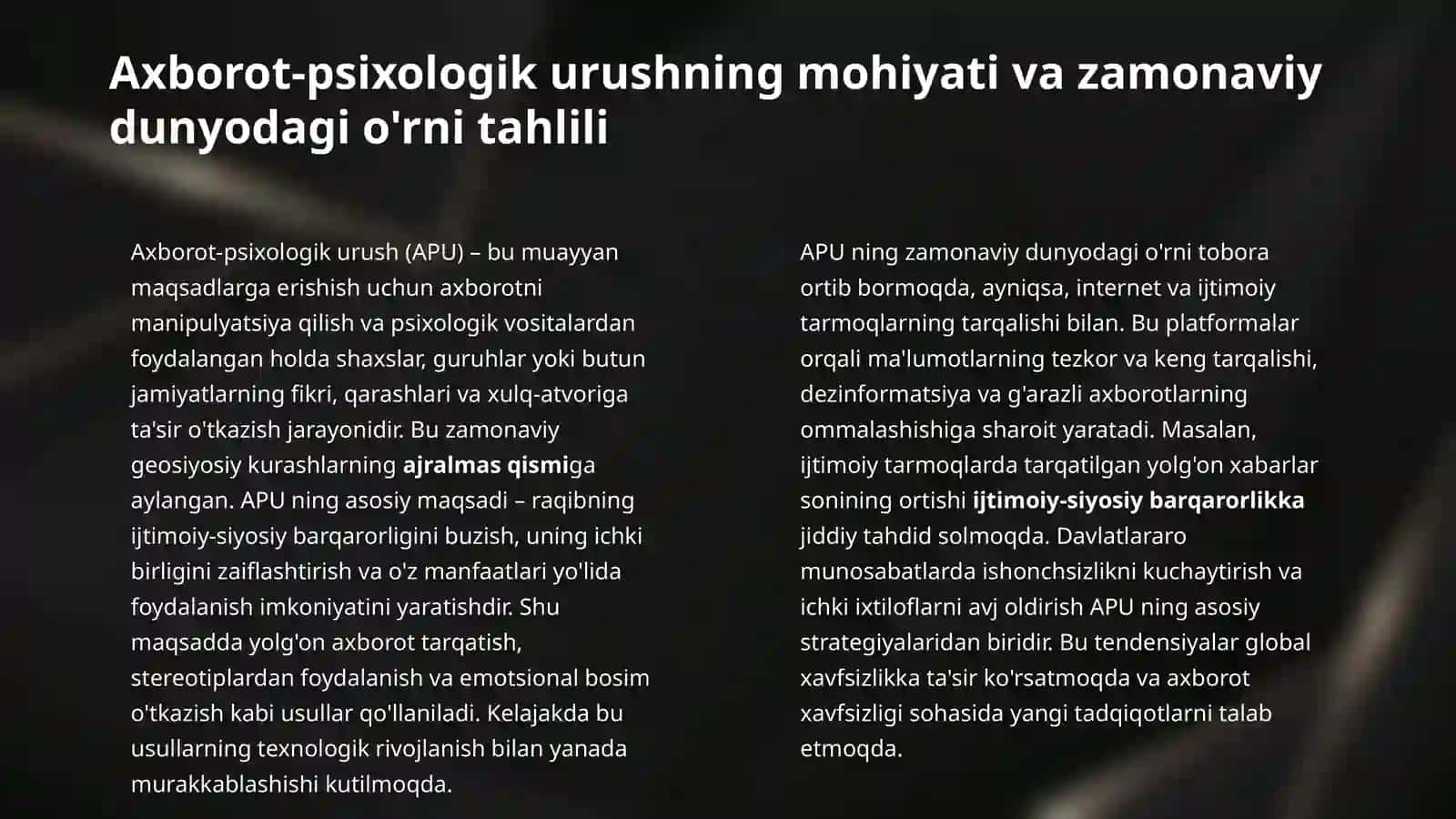OAV axborot–psixologik urushni olib borish vositasi sifatida. 3