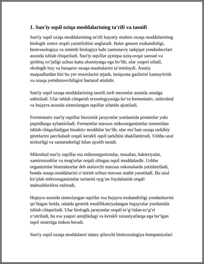 SUN'IY OQSIL OZUQA MODDALARINING ISHLAB CHUQARILISHI VA KELGUSIDAGI IMKONIYATLAR 3