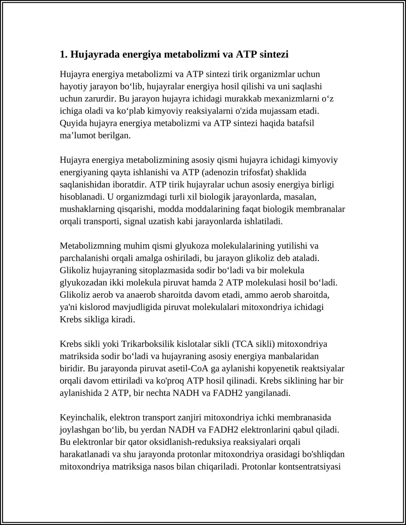 HUJAYRADA MODDALAR, ENERGIYA VA MA'LUMOTLAR OQIMI. HUJAYRA PROLIFERATSIYASI MUAMMOLARINING TIBBIYOTDAGI ROLI 3
