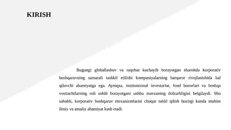 Korporativ boshqaruvda institutsional investorlar, fond bozorlari va boshqa vositachilarning roli 3