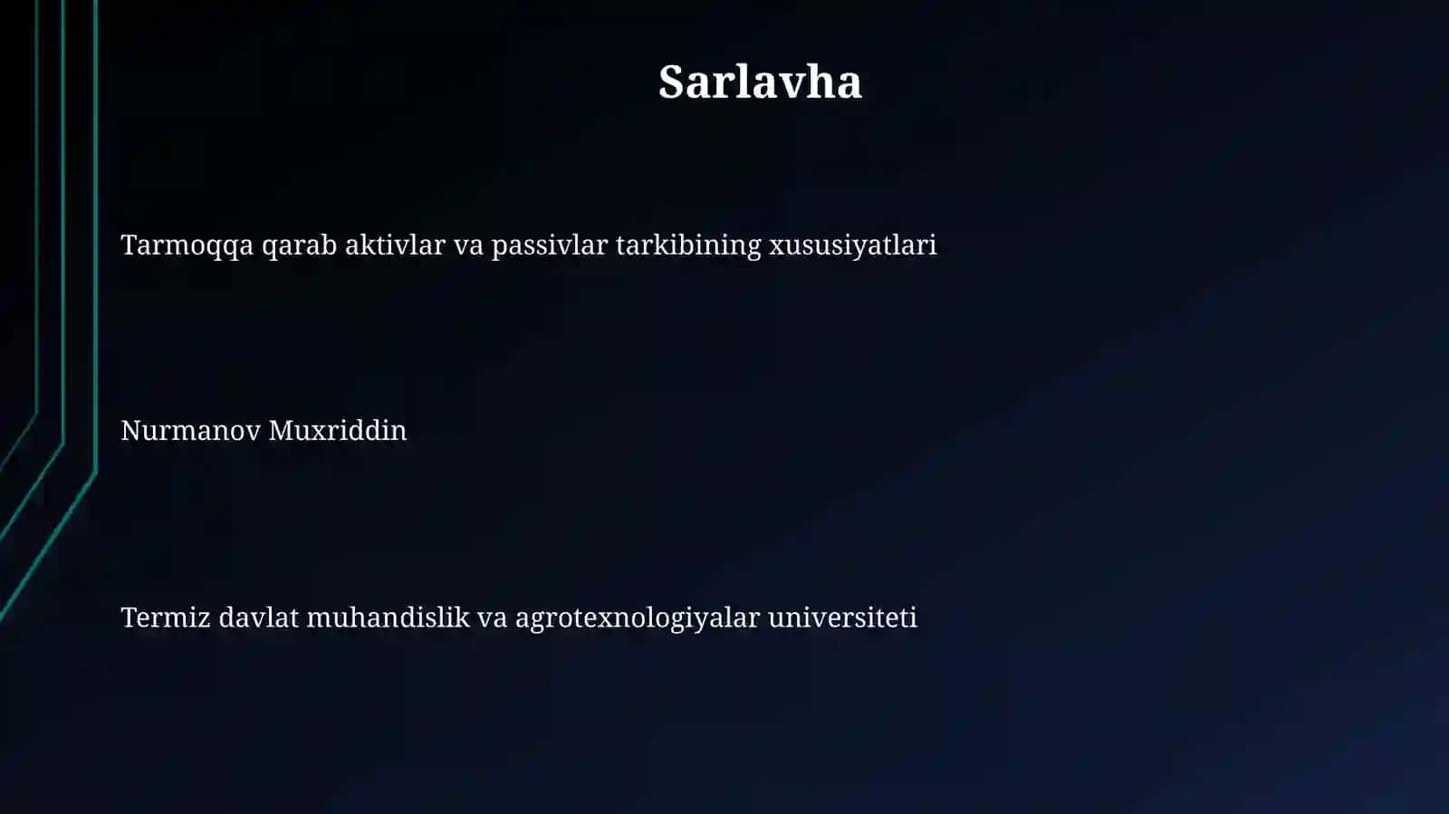 Tarmoqqa qarab aktivlar va passivlar tarkibining xususiyatlari 3