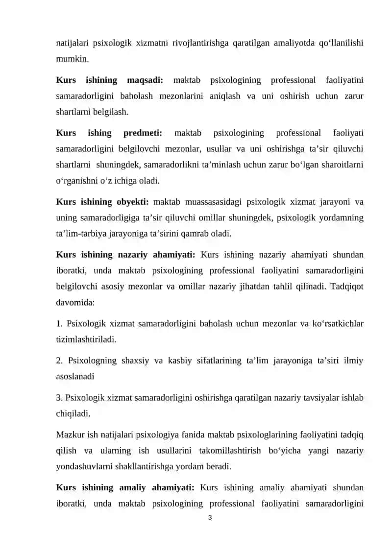 Maktab psixologining professional faoliyatini samaradorligi ko’rsatkichlari va shartlari 3