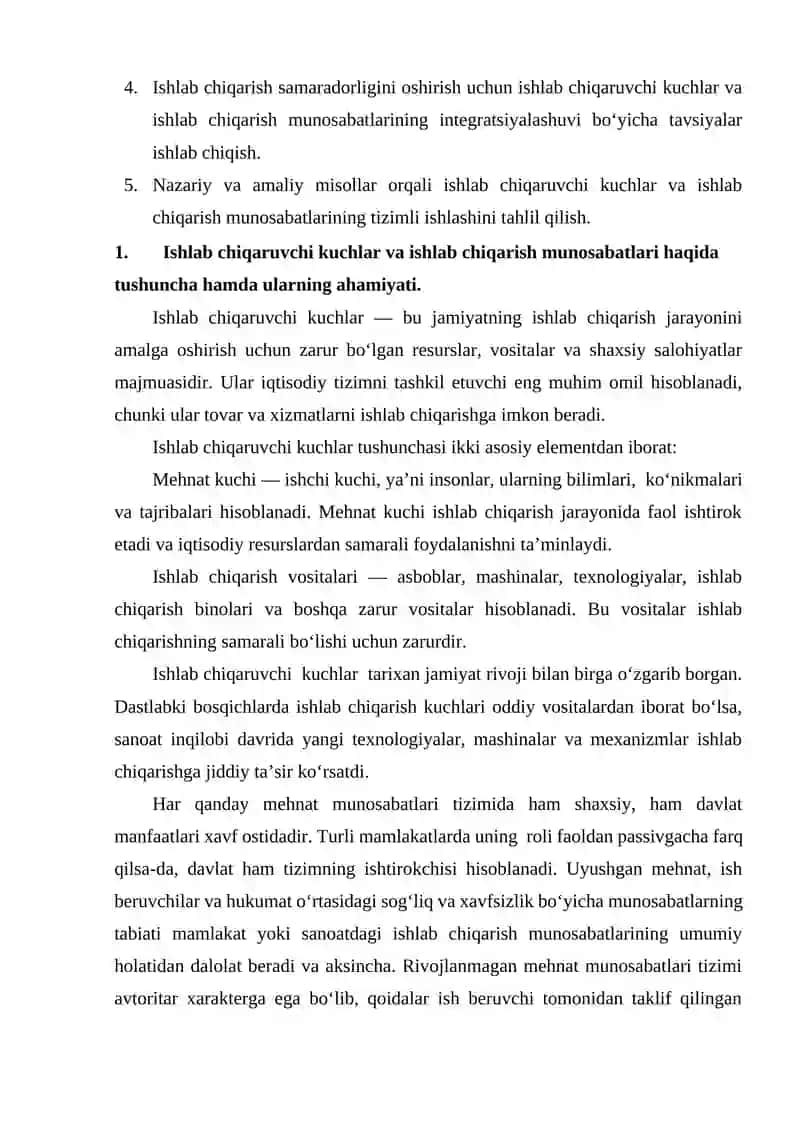 Kurs ishi mavzusi: Ishlab chiqaruvchi kuchlar va ishlab chiqarish munosabatlari 3