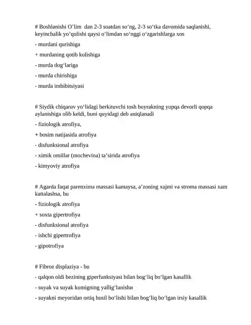Umumiy patologiyaga berilgan eng to‘g‘ri taʼrifni tanlang 3