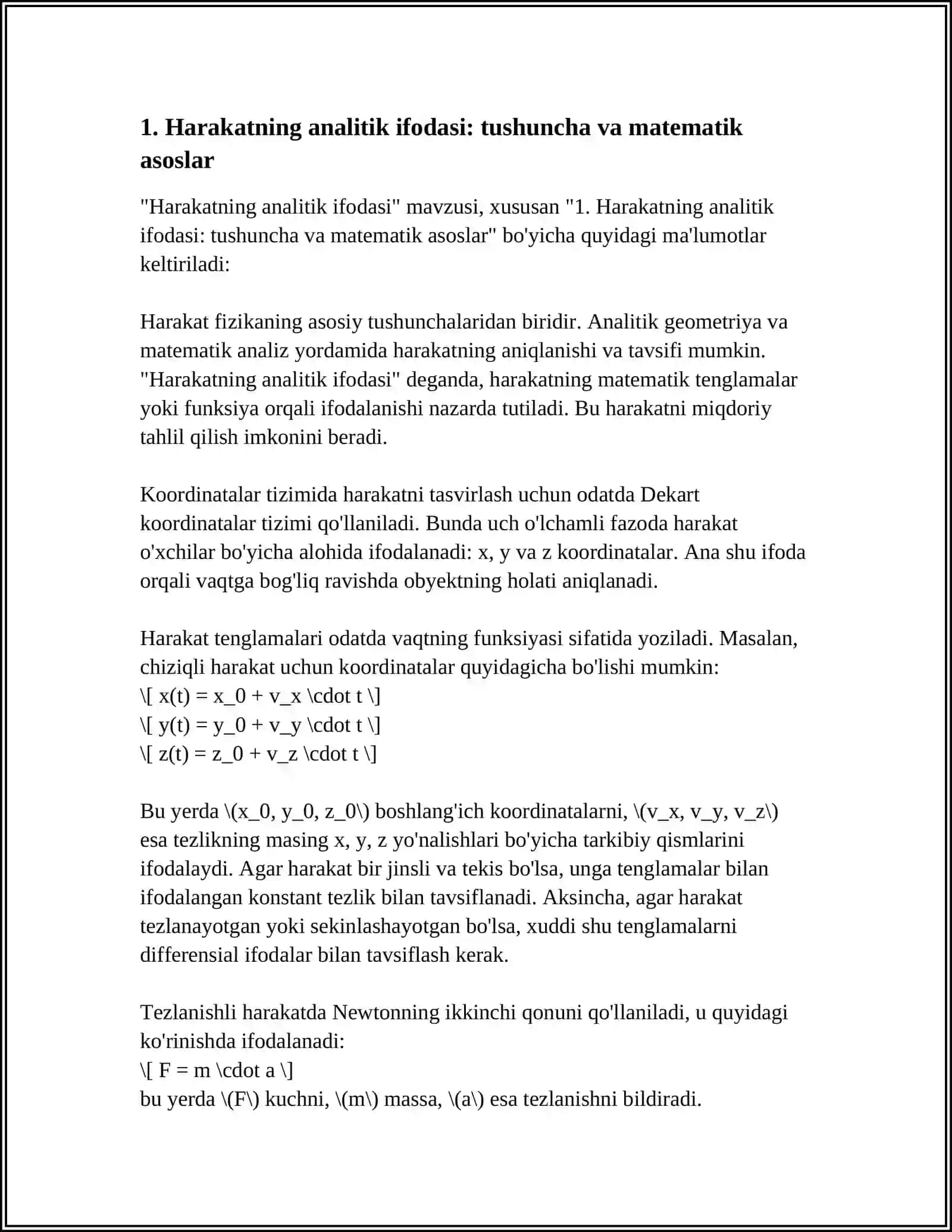 HARAKATNING ANALITIK IFODASI 3