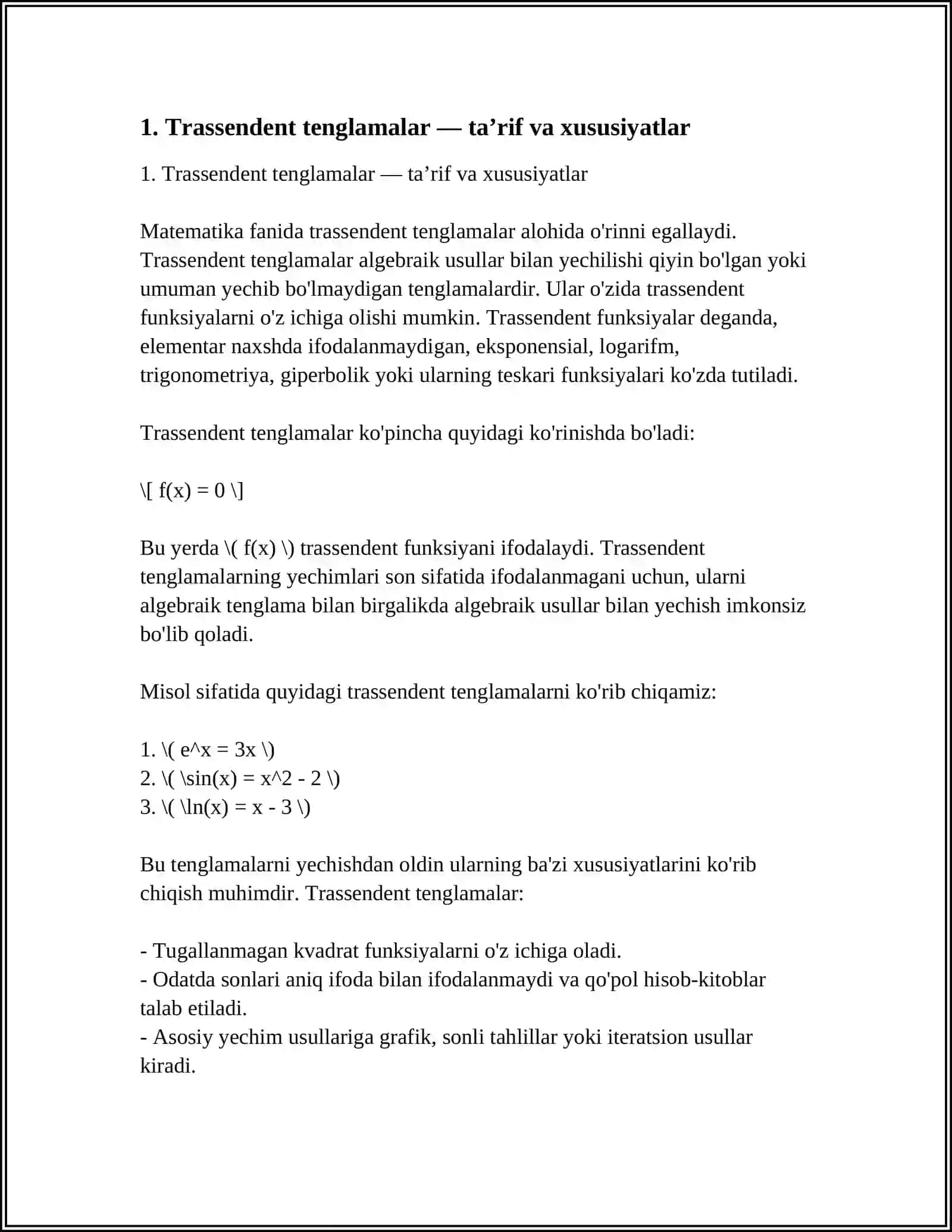 TRASSENDENT TENGLAMALARNI URINMA USULIDA TAQRIBAN YECHISH 2025-2026-o'quv yili 3