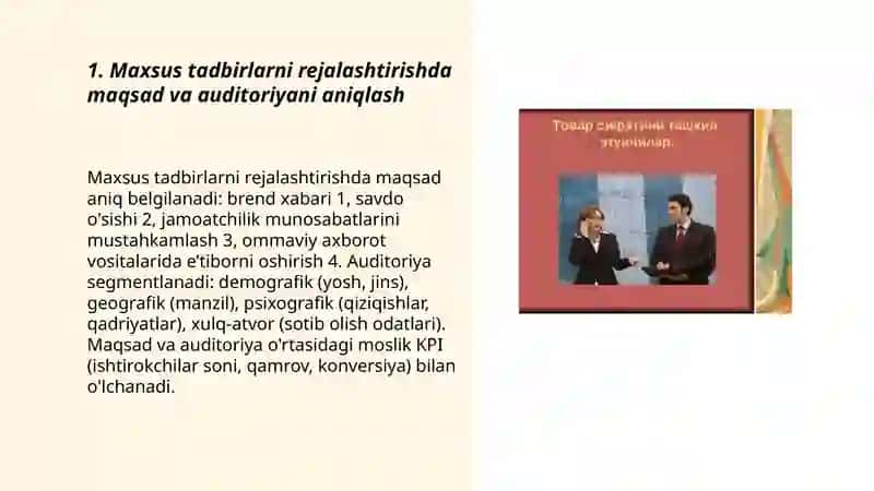 PR vositasida maxsus tadbirlarni rejalashtirish 3