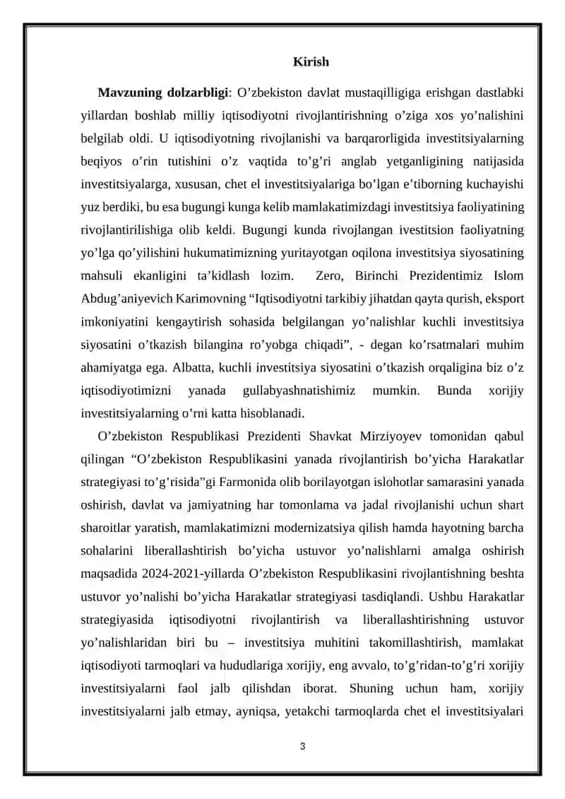 Mamlakatda investitsion muhitni shakllantirish mexanizmlari 3