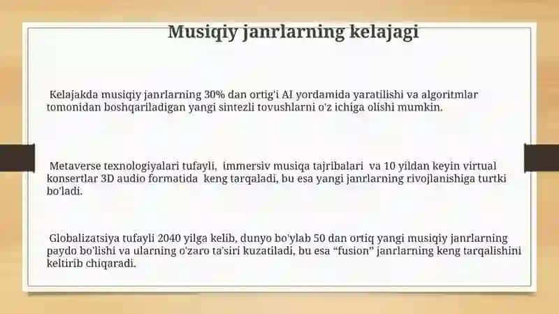 Musiqiy janrlarning kelajagi 3