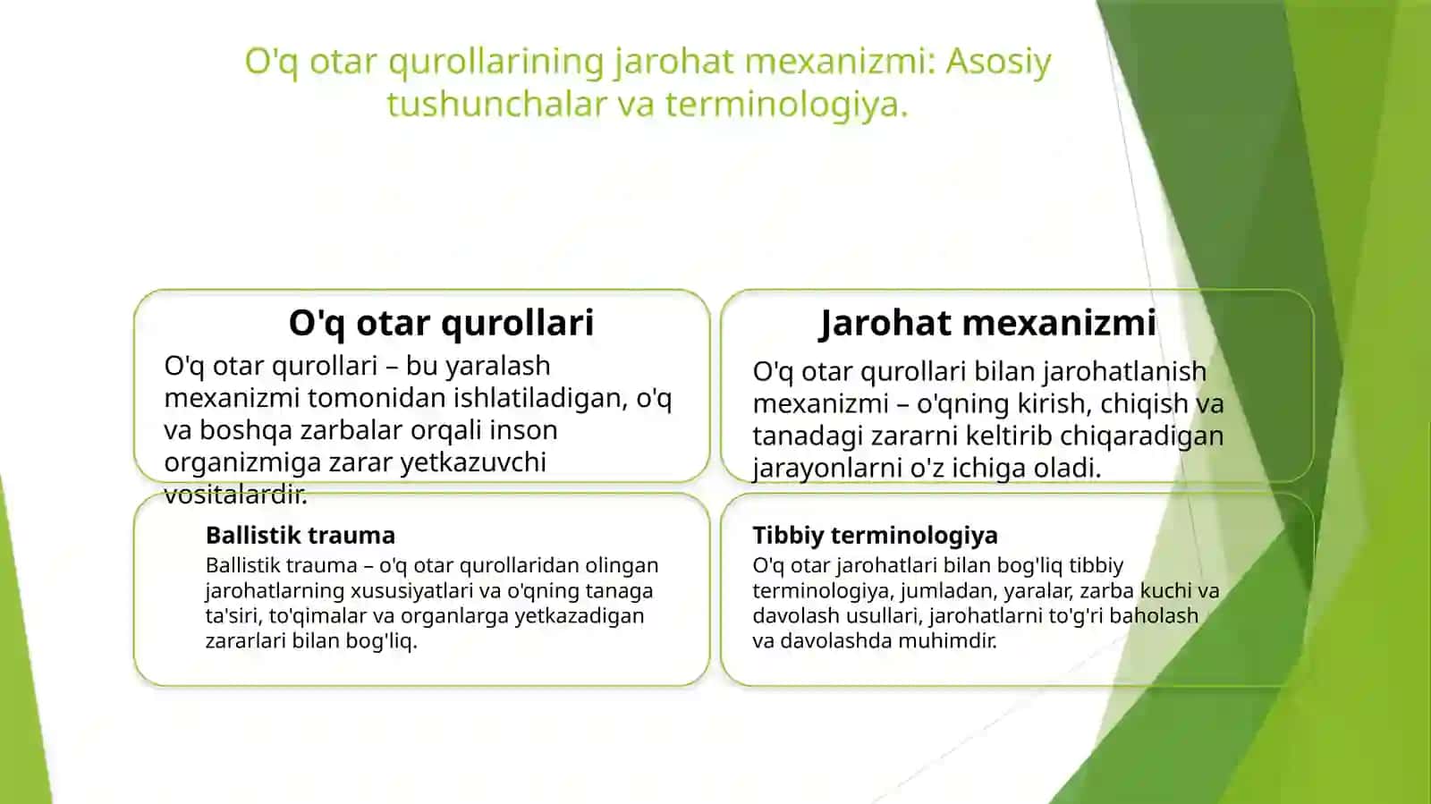 O‘qotar qurollardan jarohatlanish mexanizmi 3