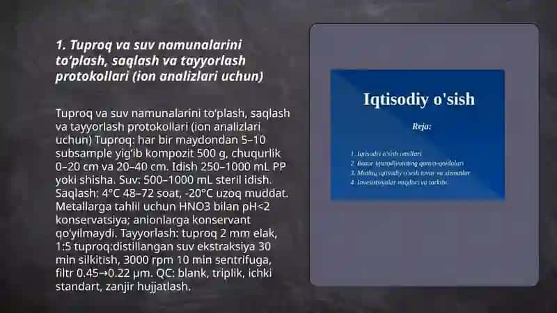 Tuproq va suv namunalarini toʻplash, saqlash va tayyorlash protokollari 3