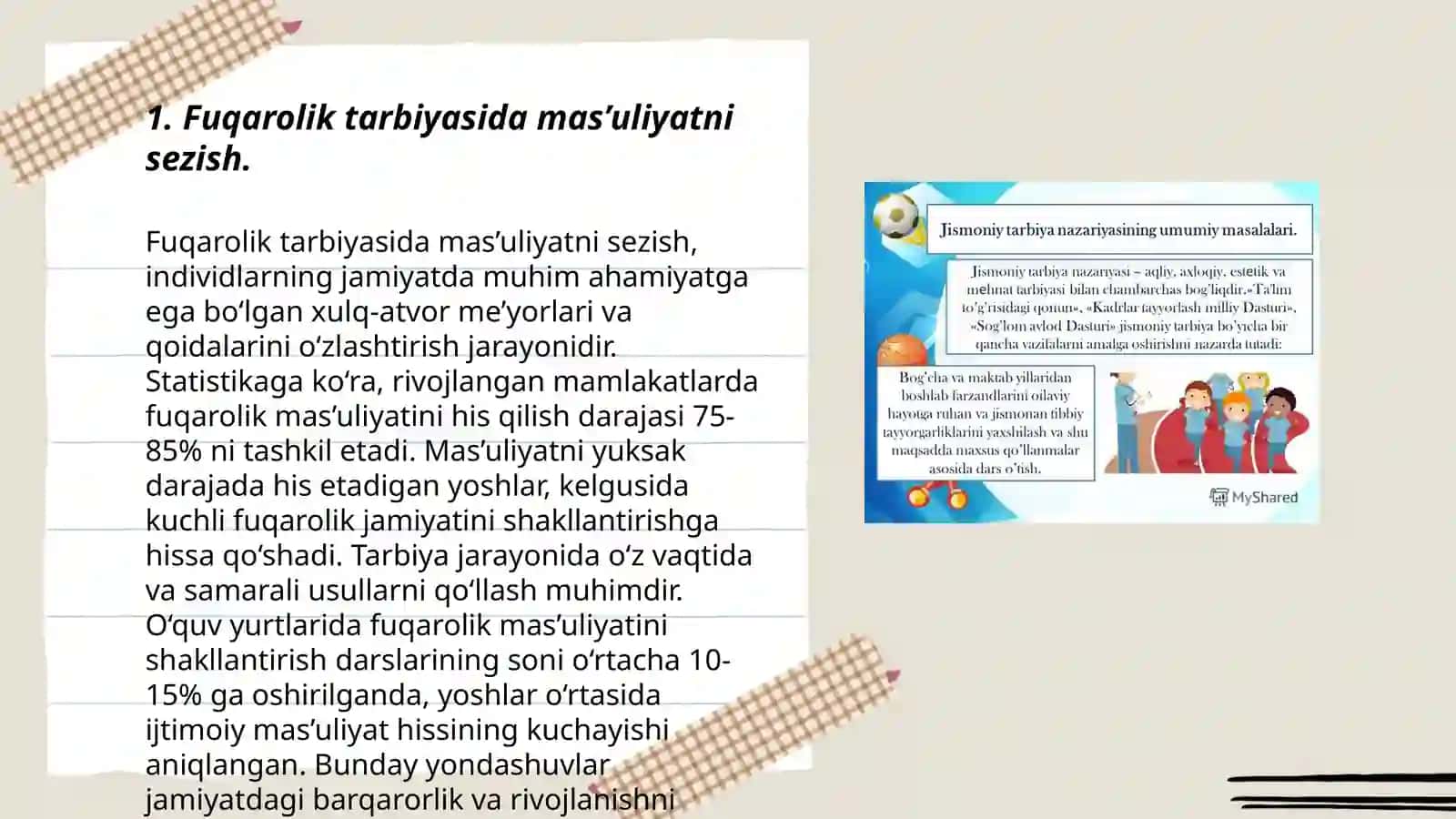Fuqarolik tarbiyasi.Ma'naviy -axloqiy tarbiya.Mehnat tarbiyasi 3