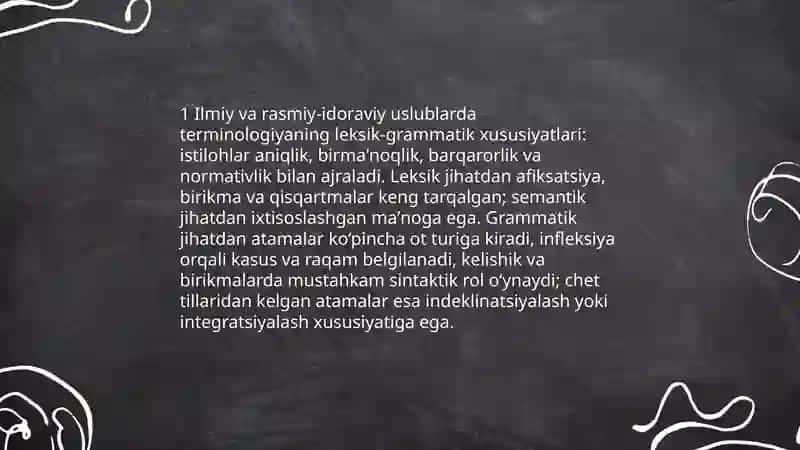 Ilmiy uslub va rasmiy-idoraviy uslublarning leksik-grammatik xususiyatlari 3
