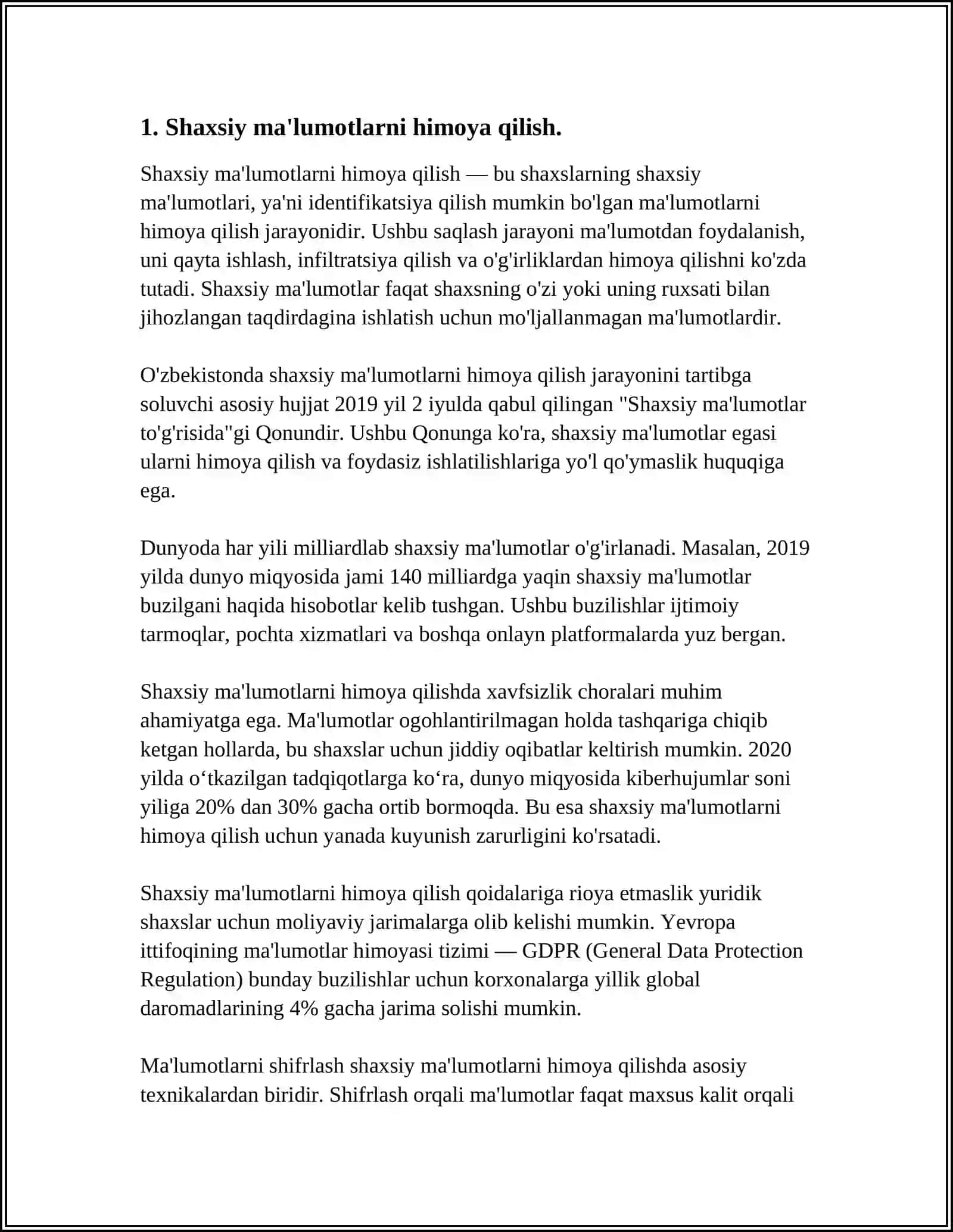 AXBOROTNI RUXSATSIZ FOYDALANISHLARDAN HIMOYALASH 3