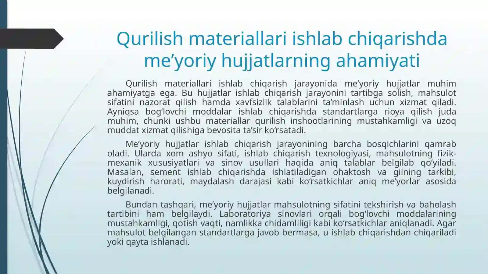 Bogʻlovchi moddalar ishlab chiqarishda foydalaniladigan meʼyoriy hujjatlar 3