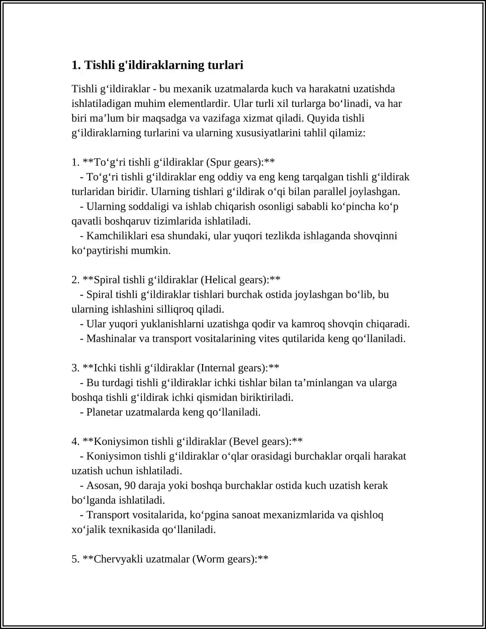 Mavzu: TISHLI G'ILDIRAKLARNI YASASH 3