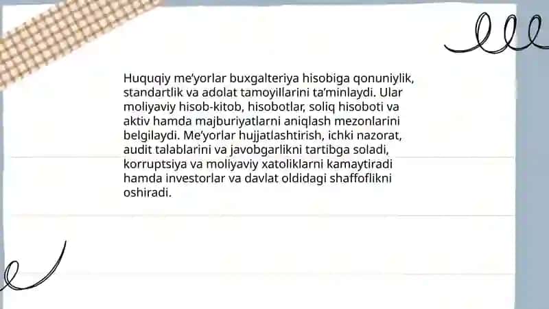 Buxgalteriya hisobida huquqiy me’yorlarning ahamiyati 3