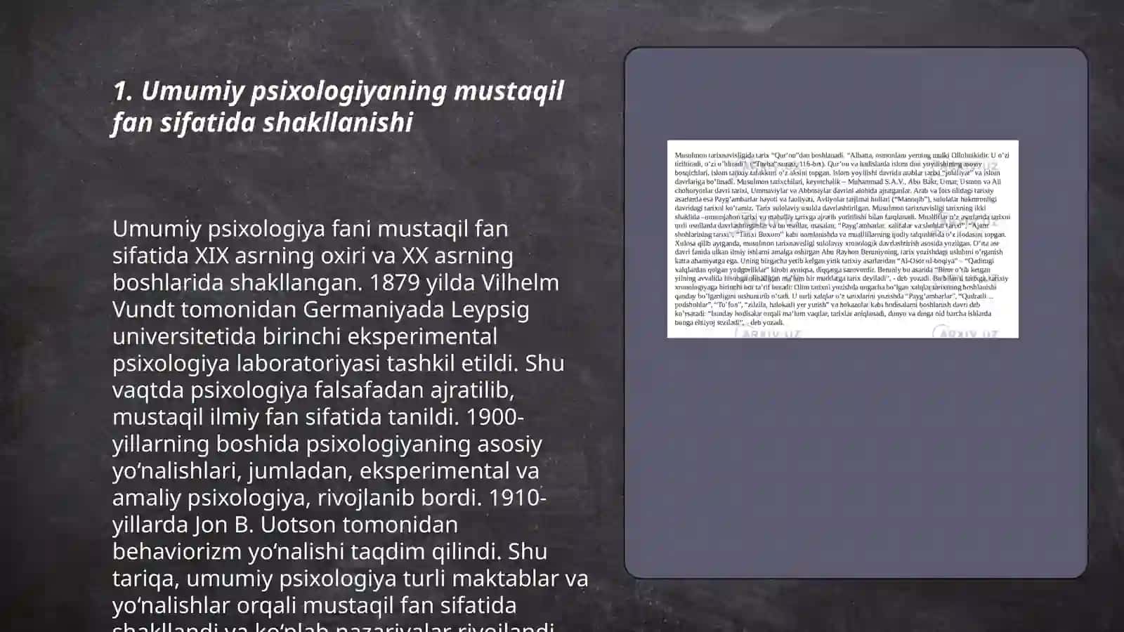 Umumiy psixologiyaning mustaqil fan sifatida vujudga kelishi,uning rivojlanish tarixi va hozirgi holati 3