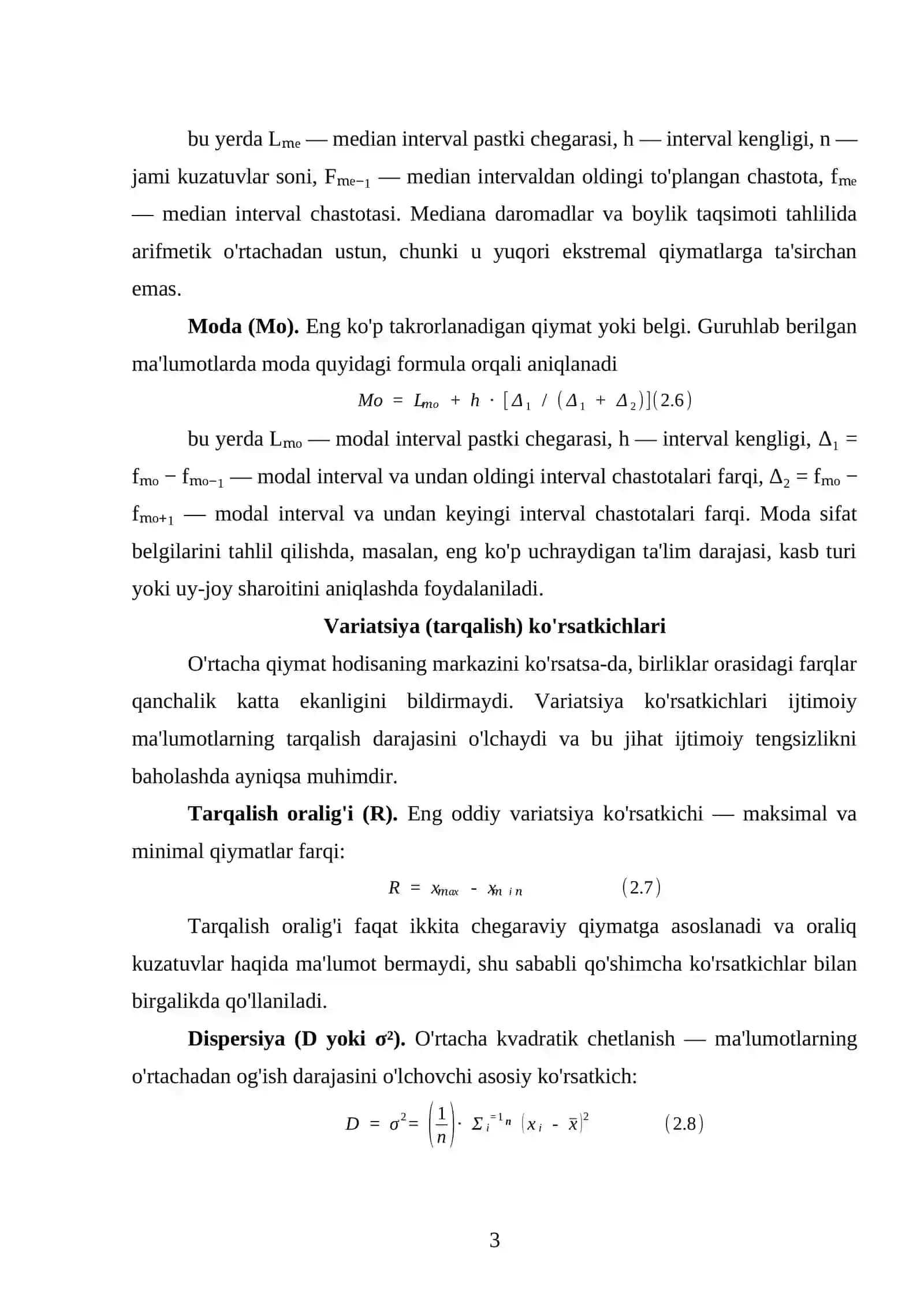 IJTIMOIY MASALALARNI YECHISHDA QO'LLANILADIGAN STATISTIK HISOBLASH ALGORITMLARINING MATEMATIK ASOSLARI 3