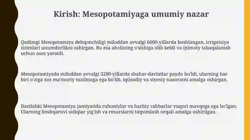 Eng qadimgi Mesopotomiya.Ilk tabaqaviy jamiyat shakllanishining shart-sharoitlari 3