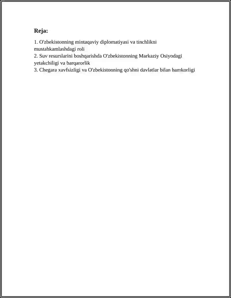 O'zbekistonning mintaqaviy diplomatiyasi va tinchlikni mustahkamlashdagi roli 3