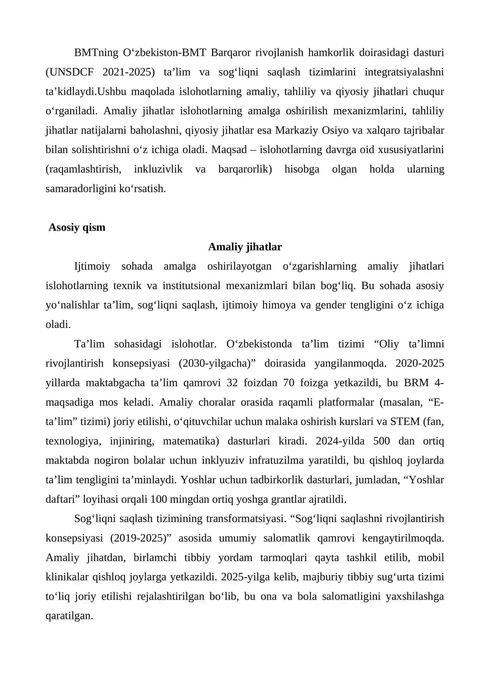 O‘zbekistonda ijtimoiy sohada amalga oshirilayotgan o‘zgarishlar mazmun va mohiyati 3