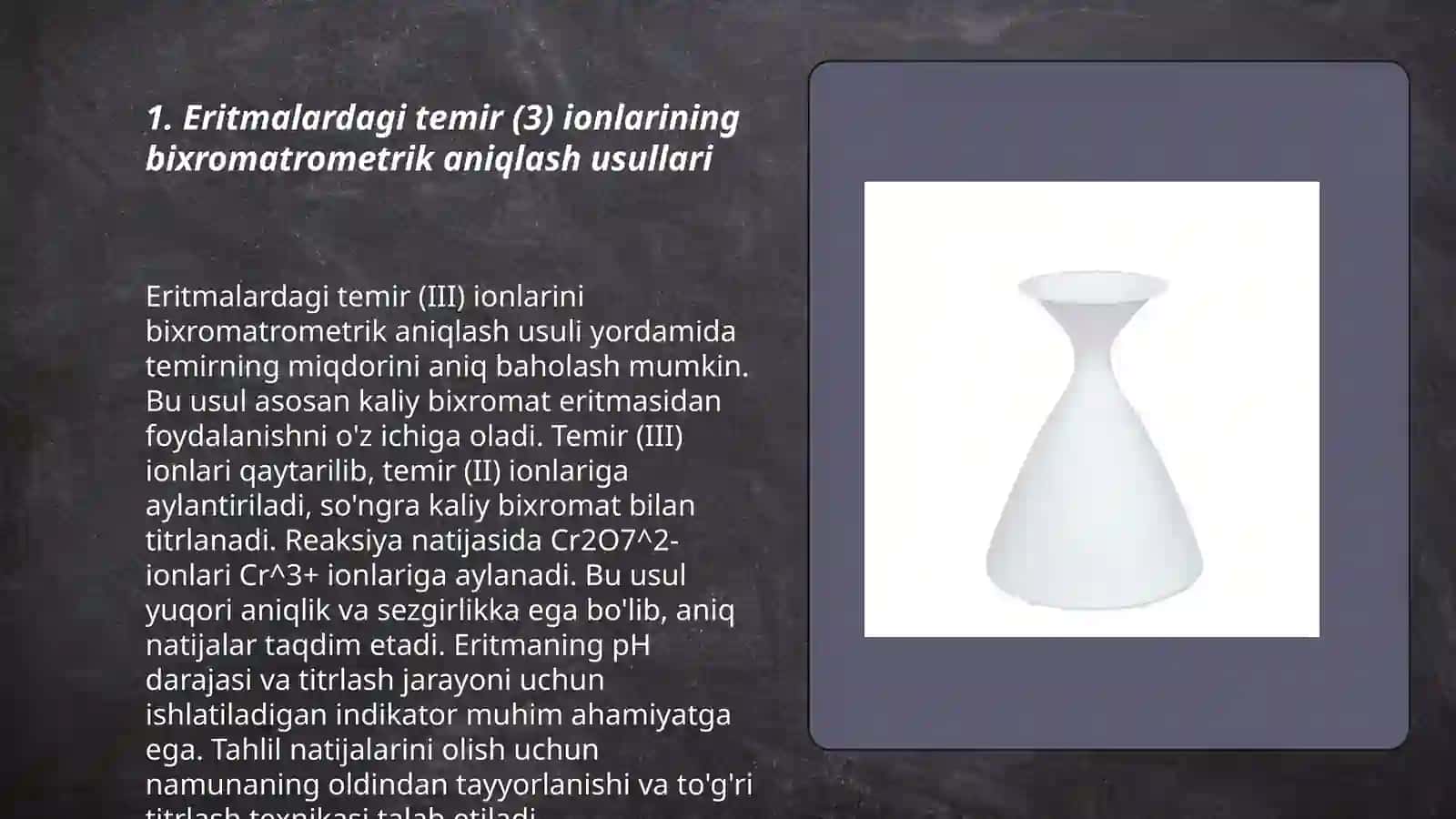 Eritmalardagi temir (III) ionlarining bixromatrometrik aniqlash 3