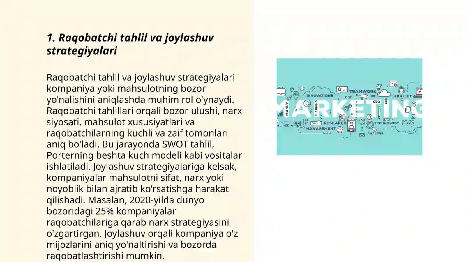 Raqobatchi tahlil va joylashuv strategiyalari 3