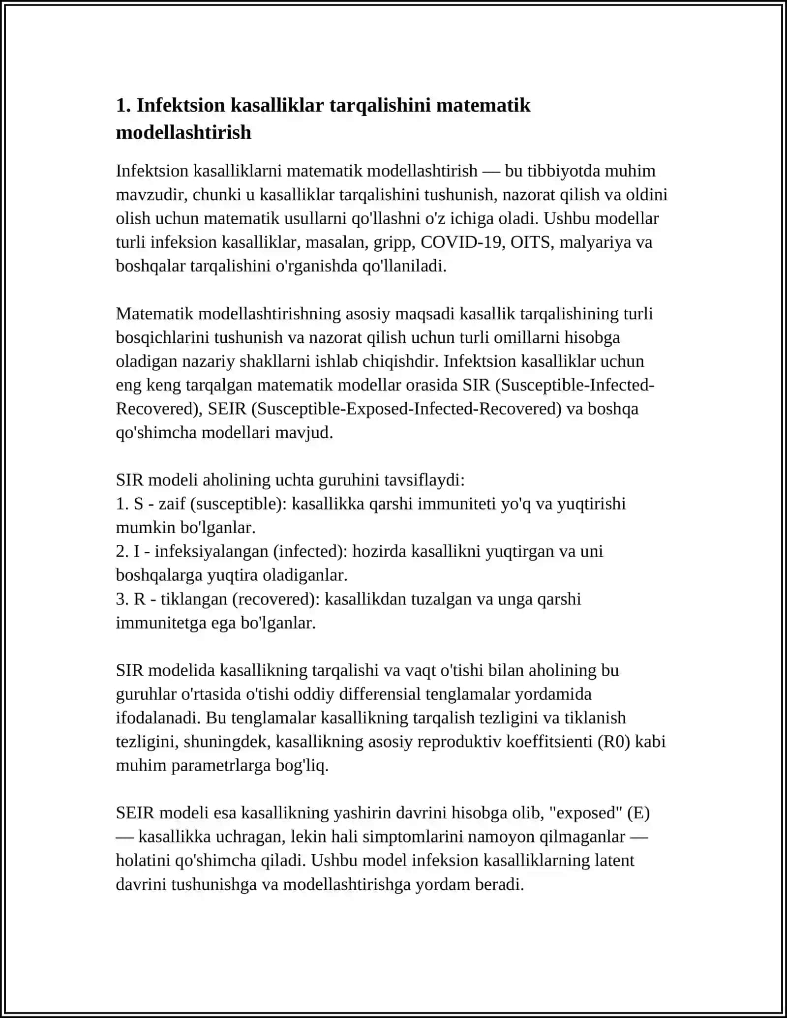 TIBBIYOTDA MATEMATIK MODDELLASHTIRISH 3