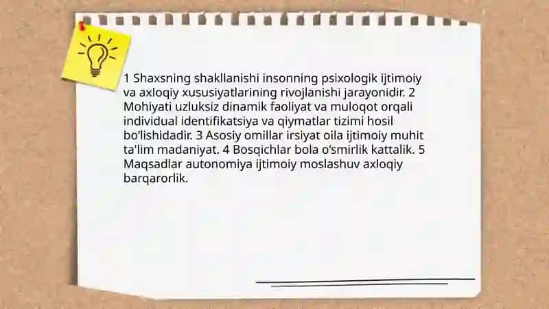Shaxsning shakillanishi 3
