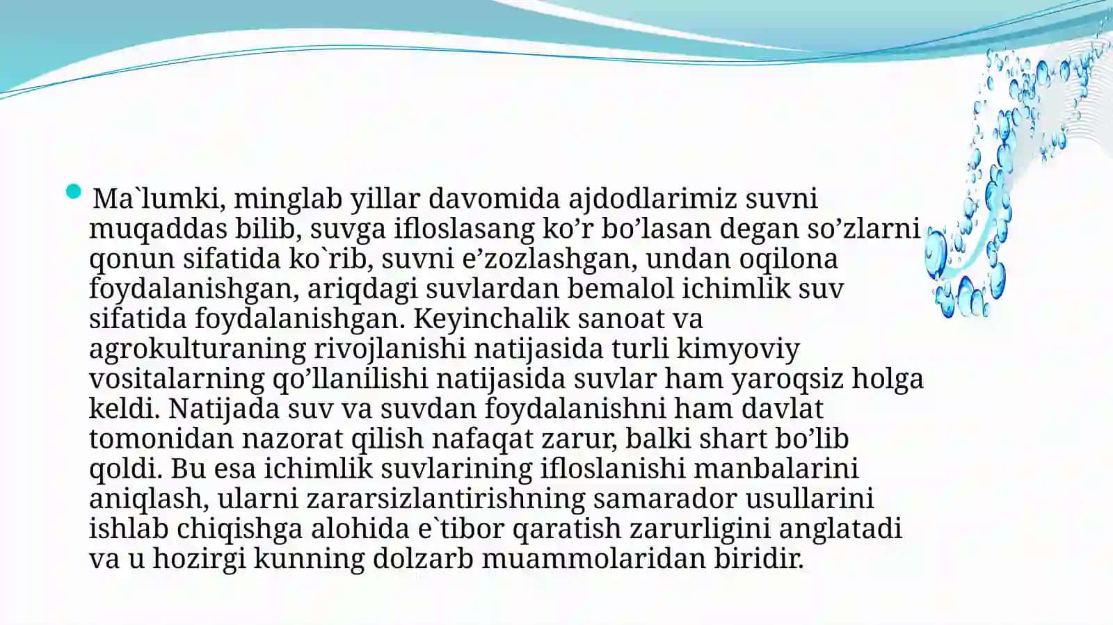 Muhlisa Abdubannoyeva - Suv resurslarining ifloslanishi va uni muhofaza qilish yo'llari 3
